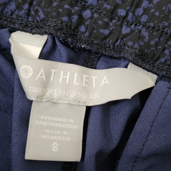 Athleta‎ Womens Brooklyn Jogger Pants 8 Navy Blue Python Snake Print Outdoor - Picture 5 of 13